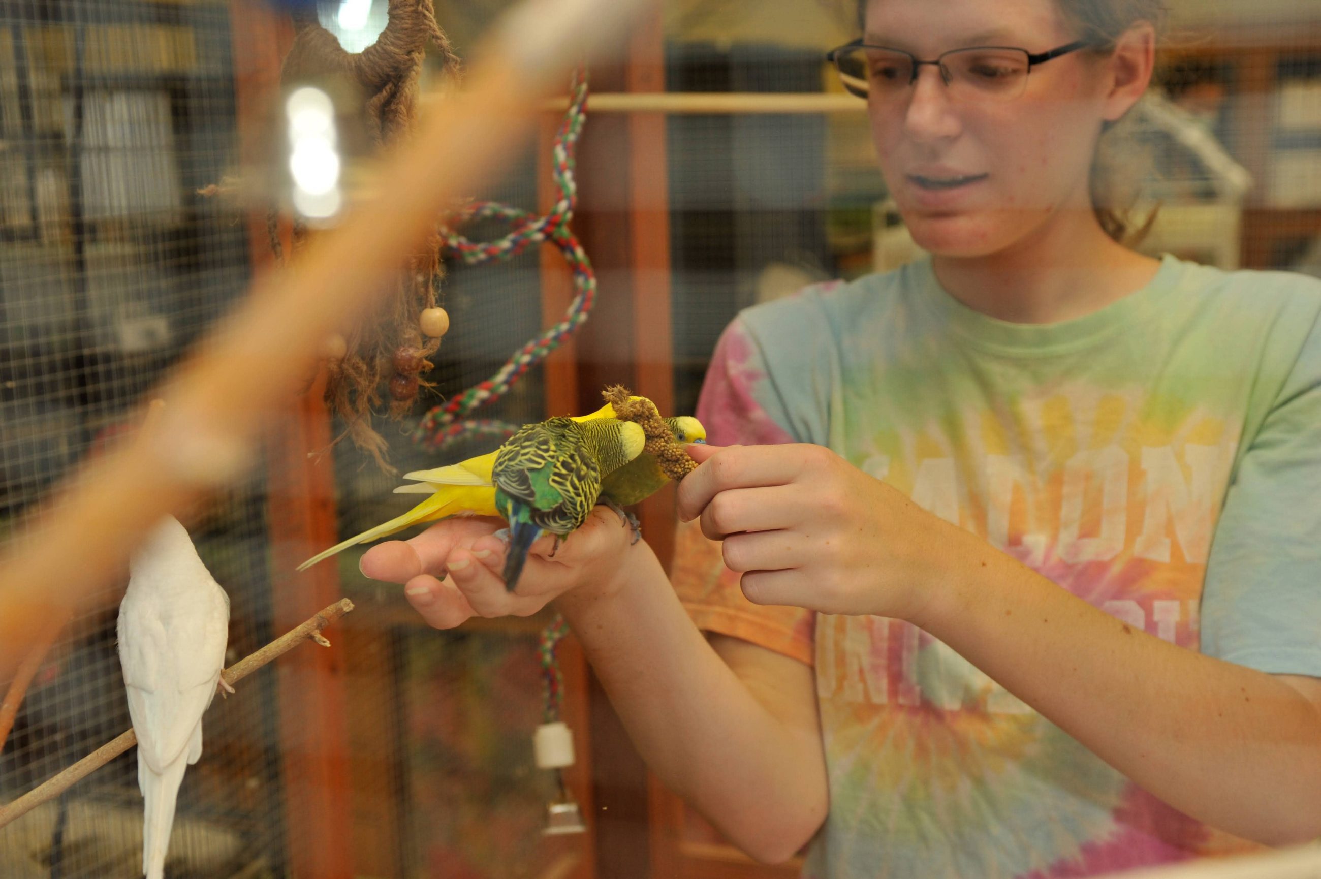 female student with birds
