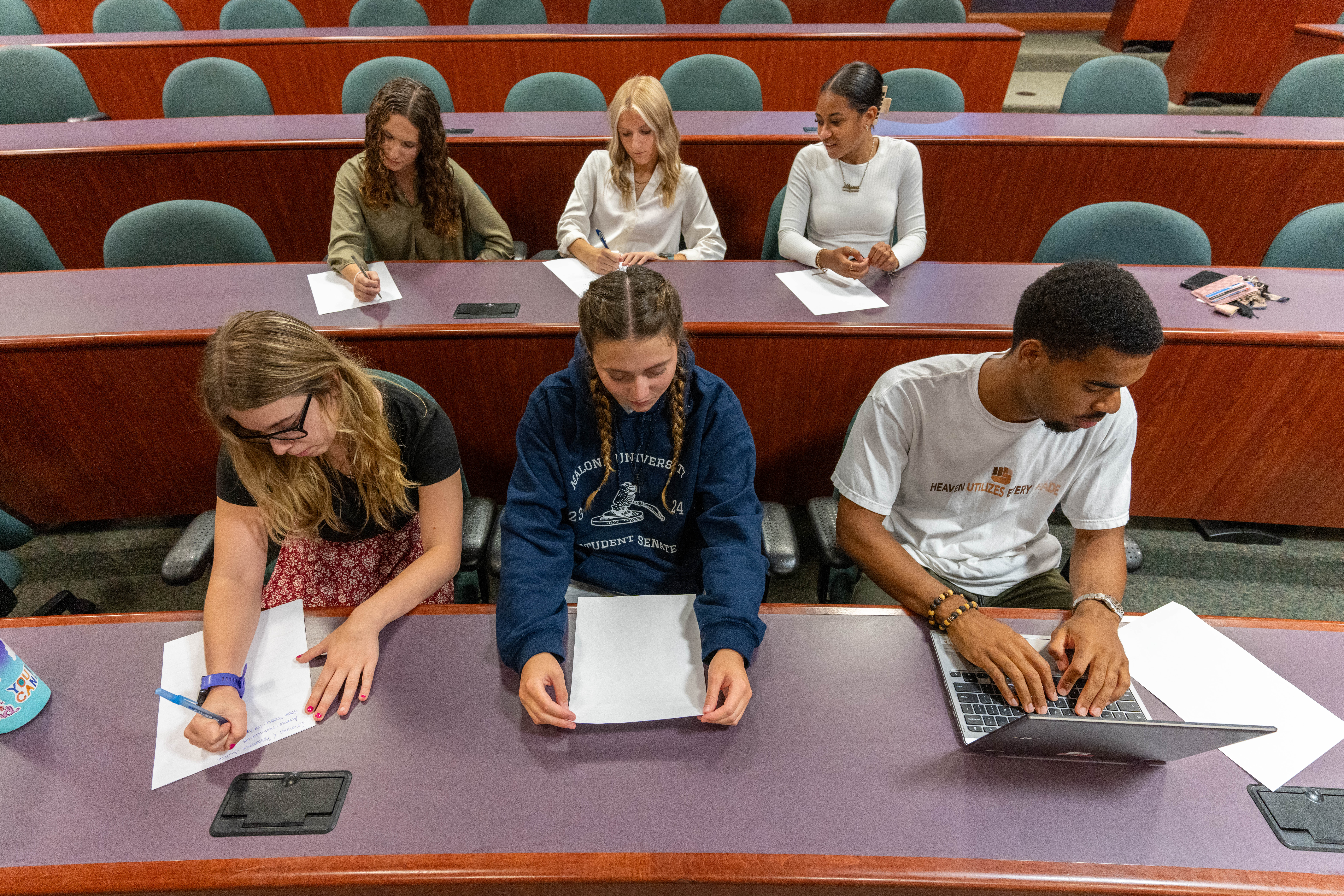 Students studying in a lecture hall